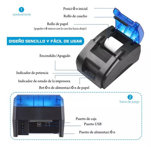 Impresora Térmica Tickets Pequeños De 58 Mm Usb Y Bluetooth