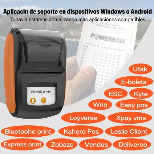 Impresora Térmica Portátil Bluetooth Inalámbrica 58mm Ticket