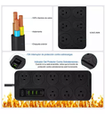 Multicontactos Usb 2500w,2m Cable 8 Salidas+3 Usb+1 Tipo C