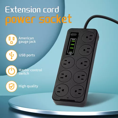 Multicontactos Usb 2500w,2m Cable 8 Salidas+3 Usb+1 Tipo C