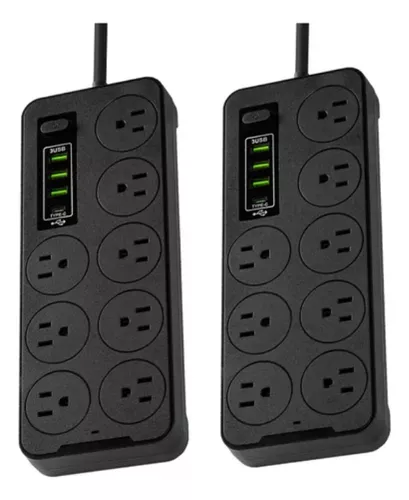 Multicontactos Usb 2500w,2m Cable 8 Salidas+3 Usb+1 Tipo C