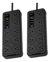 Multicontactos Usb 2500w,2m Cable 8 Salidas+3 Usb+1 Tipo C