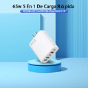 65w 5 En 1 Carga Rápida Cable Tipo C + Cargador 1.5m Pd20w