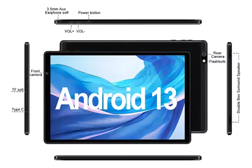 Tablet Erok Q3 Pro 2024 10.1'' Color Negro Android 13 Octa-core 14gb Ram 128gb Rom 5g Wifi 8000mah 5mp 8mp Hd Ips Bluetooth 5.0 Certificación Google Gms Tableta Con Funda Mouse Teclado Cuerpo De Metal