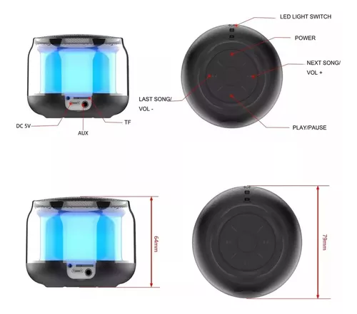 Bocinas Bluetooth Portátil Recargable Amplificada Radio Baño