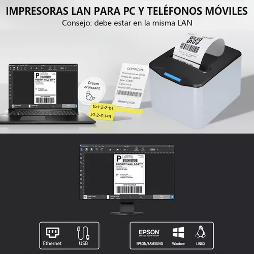 Impresora Térmica Esc/pos Con Corte Automático De 80mm, Lan