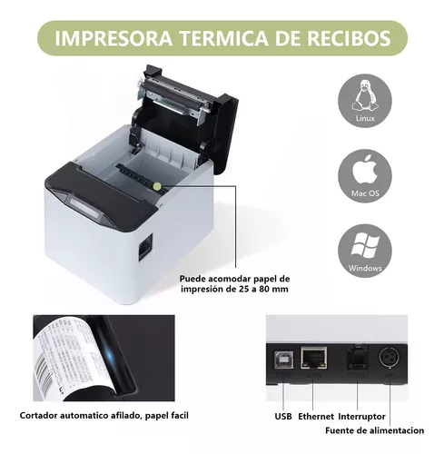 Impresora Térmica Esc/pos Con Corte Automático De 80mm, Lan
