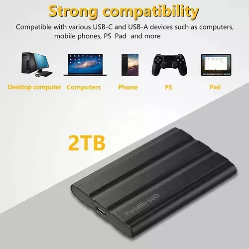 Externo Disco Duro Ssd 2tb 2000gb Sólido Mini Portátil Vrcow