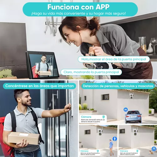 4k Cámara De Vigilancia Exterior Wifi Tres Pantallas Zoom 5x