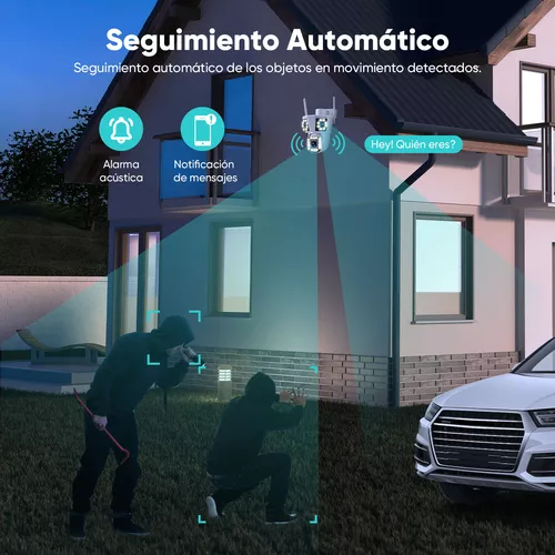 4k Cámara De Vigilancia Exterior Wifi Tres Pantallas Zoom 5x
