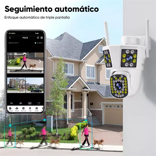 4k Cámara De Vigilancia Exterior Wifi Tres Pantallas Zoom 5x