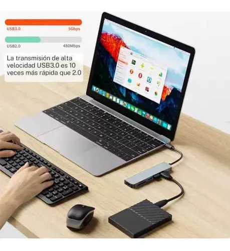 Hub Adaptador Usb Tipo C 4k Hdmi Usb 3.0 Para Laptop